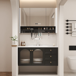 French Style Oak Bathroom Cabinet Combination Pastoral Medium Style Ceramic All-in-One Basin Washing Basin Cabinet Toilet Washing Table