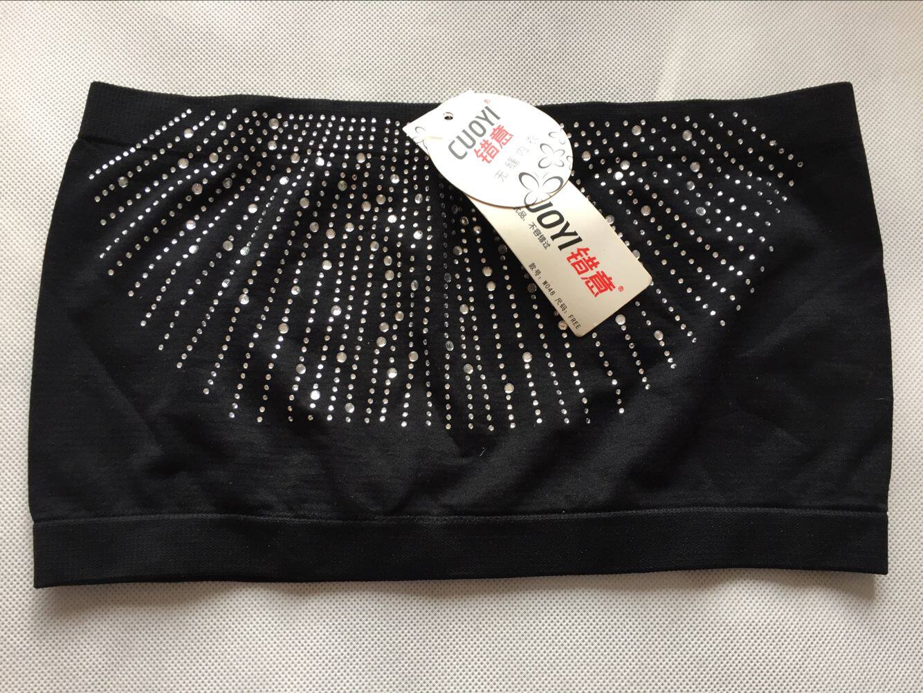 Wrong Korean version seamless rhinestone Lycra fabric chest wrap chest support 048