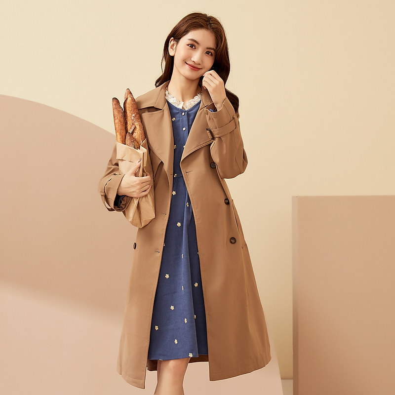 Pregnancy color maternity dress 2022 spring new double-breasted big lapel commuter wear handsome trench coat