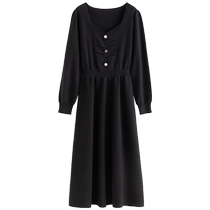 Single Bundle (New Year Series) Elegant Square Collar French Dress Womens Winter New Slightly Fat MM Red Skirt