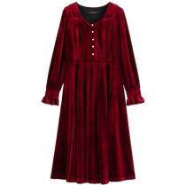 Single-bundled plus-size womens velvet atmosphere dress for autumn and winter fat mm elegant temperament long dress exquisite date dress
