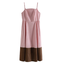 Single bundle plus size womens sweet contrasting color atmosphere suspender dress summer slimming travel dress