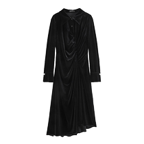 Single-bundle plus-size womens clothing (D series) streamer wrinkled waist slimming velvet dress 2024 winter new product