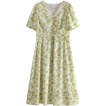Single bundle plus size womens sweet and fresh printed dress summer new style floral temperament mid-length waist skirt