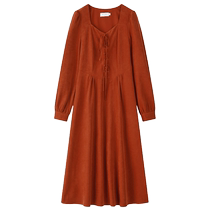 Single Bundle (New Year Series) Retro Square Collar Elegant Lace Dress Winter New Slightly Fat MM Bottoming Skirt