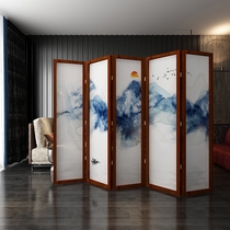 Chinese solid wood screen Modern folding living room Small apartment bedroom block household entrance mobile partition wall