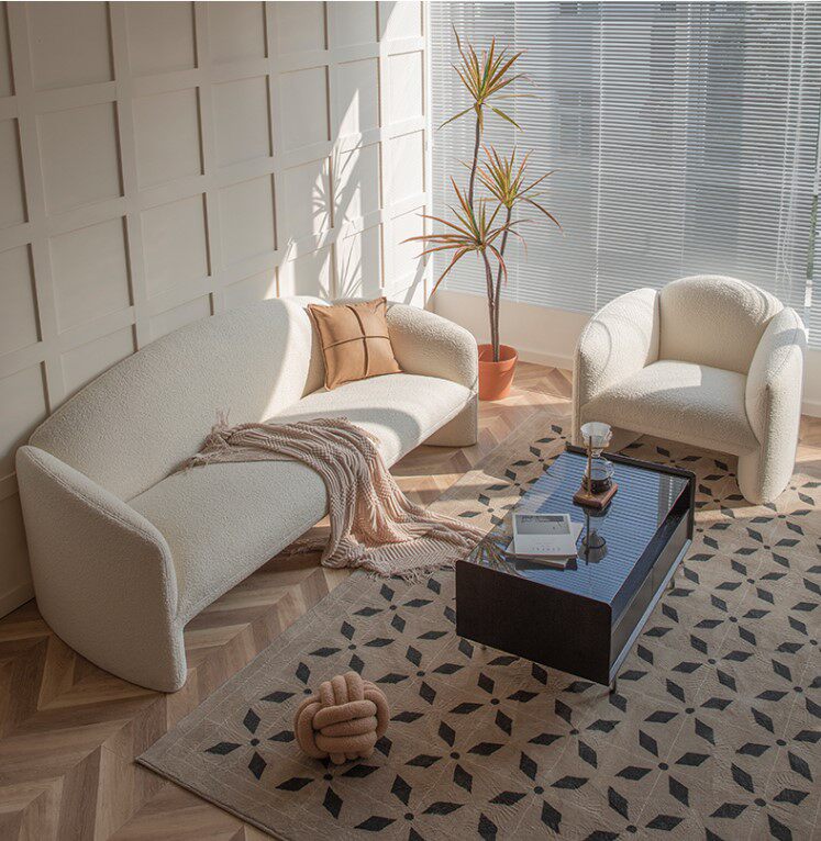 New sofa Nordic style creative lamb velvet fabric sofa small apartment living room bedroom modern minimalist designer