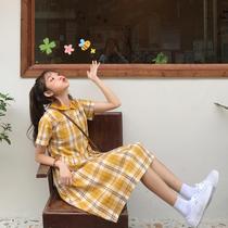 Light yellow fresh dress French thin Platycodon grandiflorum skirt first love dress Mori can salt sweet summer dress