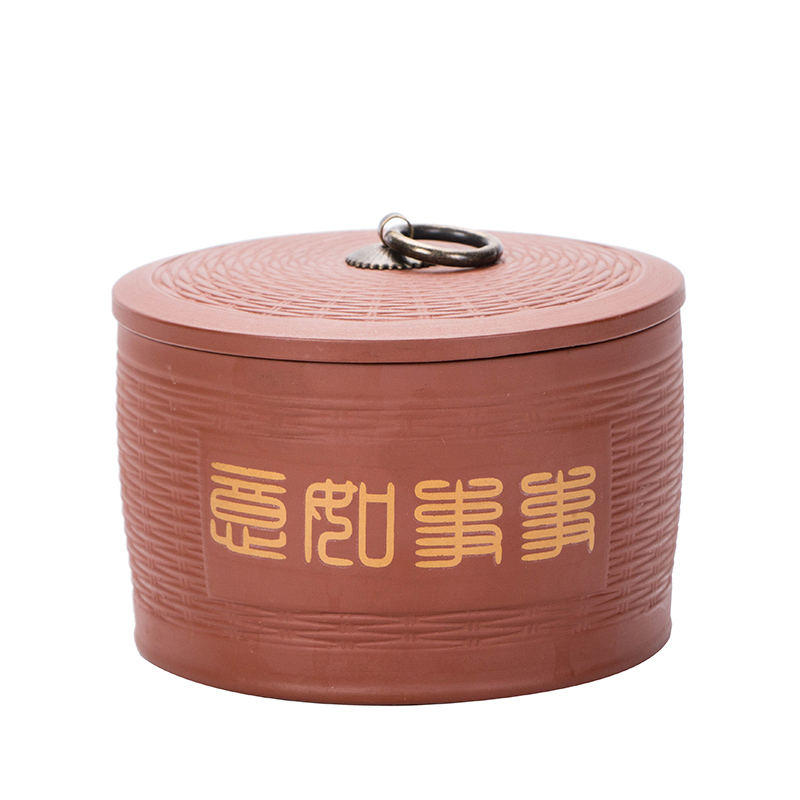 Violet arenaceous caddy fixings creative kung fu tea set household pu 'er ceramic tea caddy fixings tea warehouse sealed storage tank receives