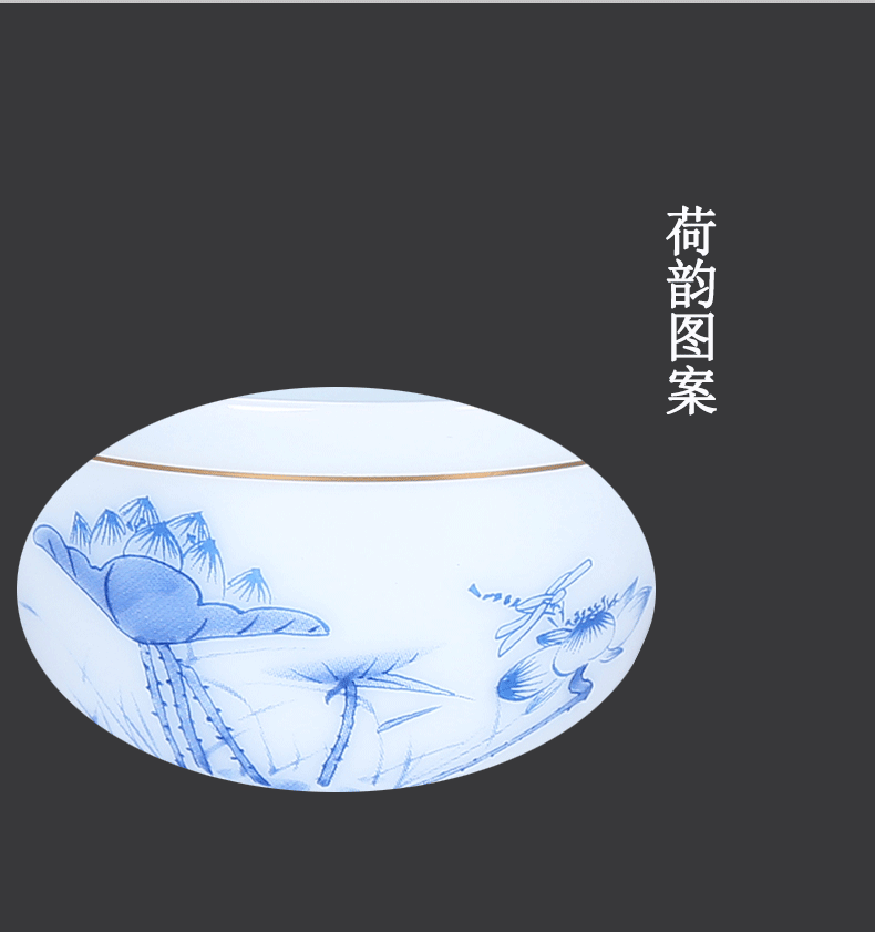 Household light blue and white porcelain tea cups kung fu small teacups master single cup light tea bowl sample tea cup cup