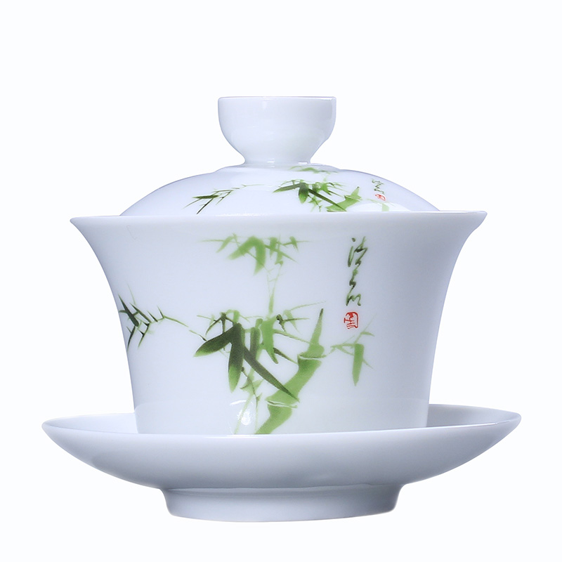 Tureen ceramic cup kung fu tea set three cups to make tea cup single household porcelain tea bowl large