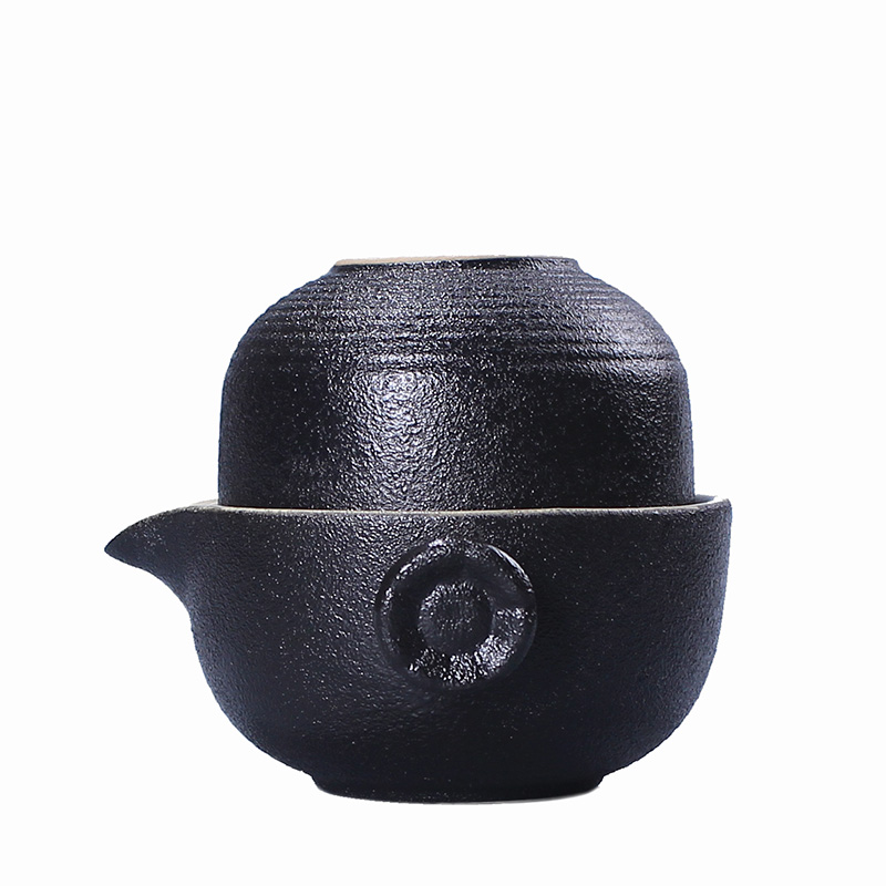 Crack a cup of black pottery portable is suing travel ceramic tea sets tea pot kungfu simple home a pot of a cup