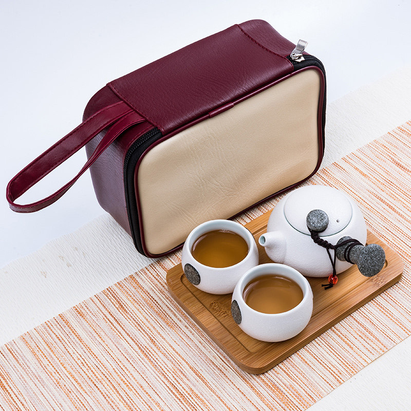 Travel tea sets portable crack cup home a pot of kung fu 2 two cups of ceramic teapot outdoors Travel bag