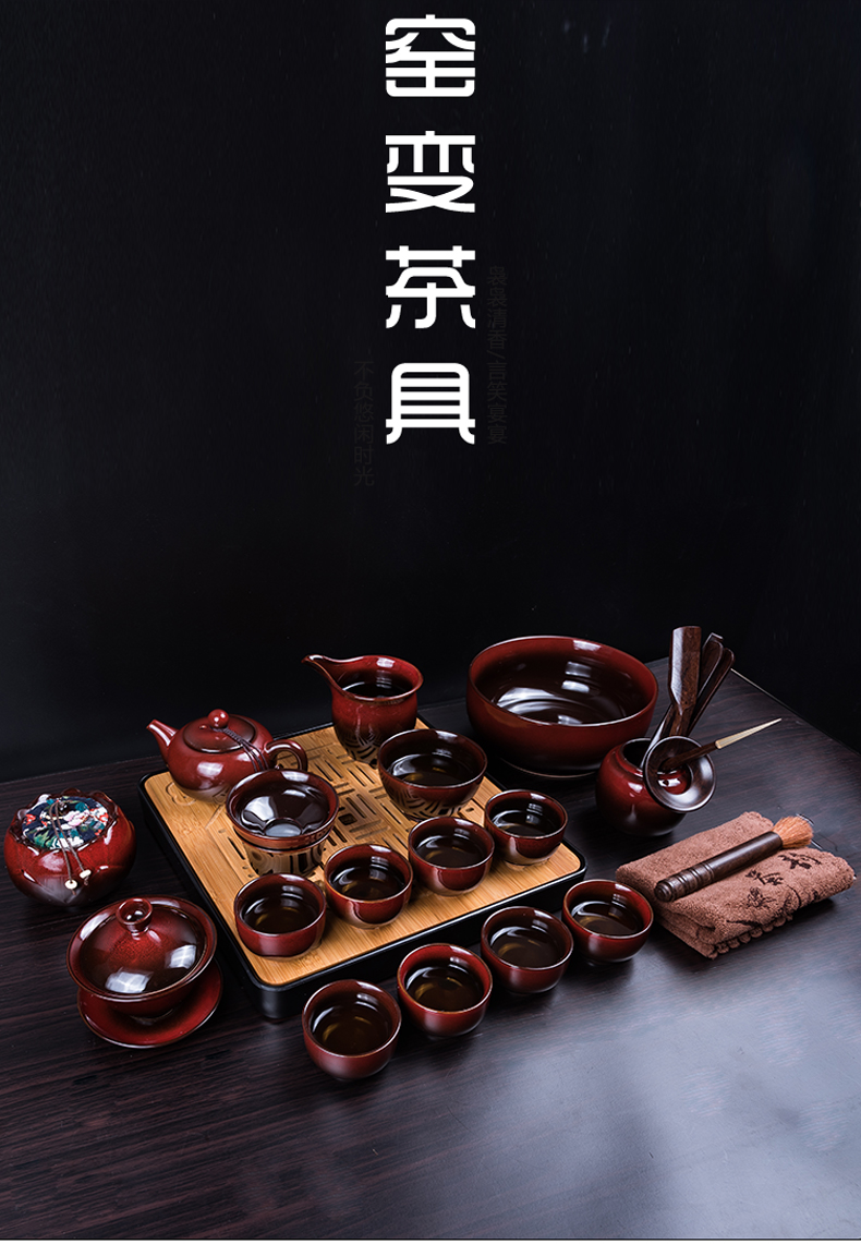 Ceramic tea set creative Chinese style household contracted kung fu tea pot set of a complete set of variable cup tea tureen