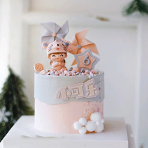 Bake cake decoration ornaments Fushu boys and girls Net Red Rat Hat baby happy birthday card plug-in