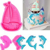 Chocolate silicone mold cartoon sailboat dolphin anchor swallows seagull seagull lighthouse waves edible cake decoration