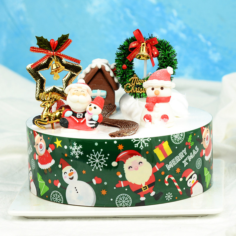 Christmas cake around the edge Santa candy candy doll cake decoration Christmas cake decoration plug-in ornaments