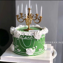 Bake cake decoration European style retro luxury antique copper gold and silver birthday candle holder romantic creative Candlestick dress up