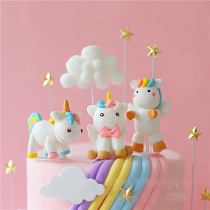 Dream Rainbow Soft Pottery Unicorn Cake Plugin Birthday Party Sweet Terrace Decoration Cake Baking Decoration