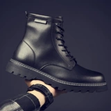 Martens, универсальная высокая обувь в английском стиле для мальчиков, ботинки, сапоги, в британском стиле, большой размер, из натуральной кожи