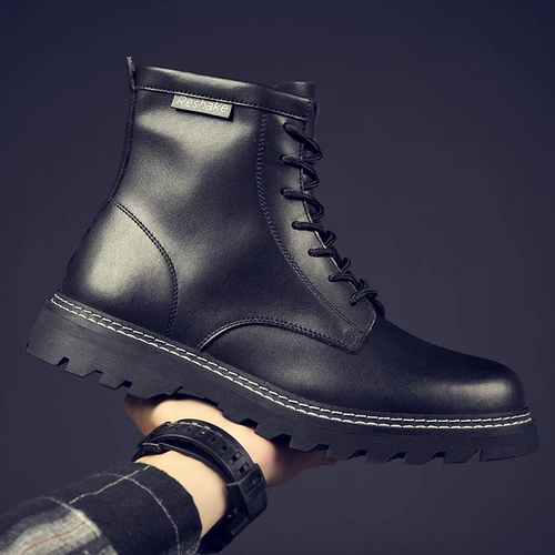 Martens, универсальная высокая обувь в английском стиле для мальчиков, ботинки, сапоги, в британском стиле, большой размер, из натуральной кожи