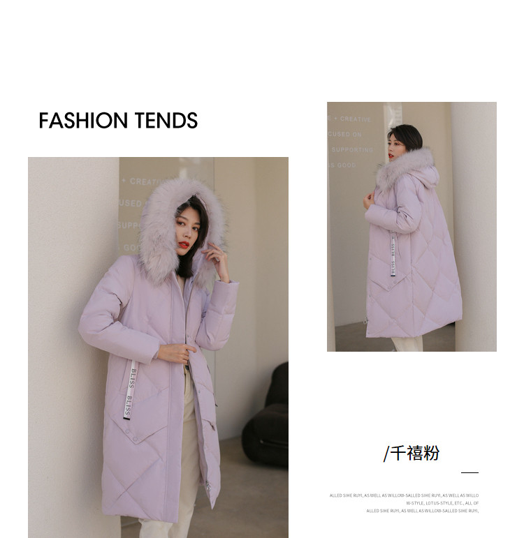 冰洁 女式中长款貉子毛领羽绒服 天猫优惠券折后￥199包邮（￥699-500） 4色可选