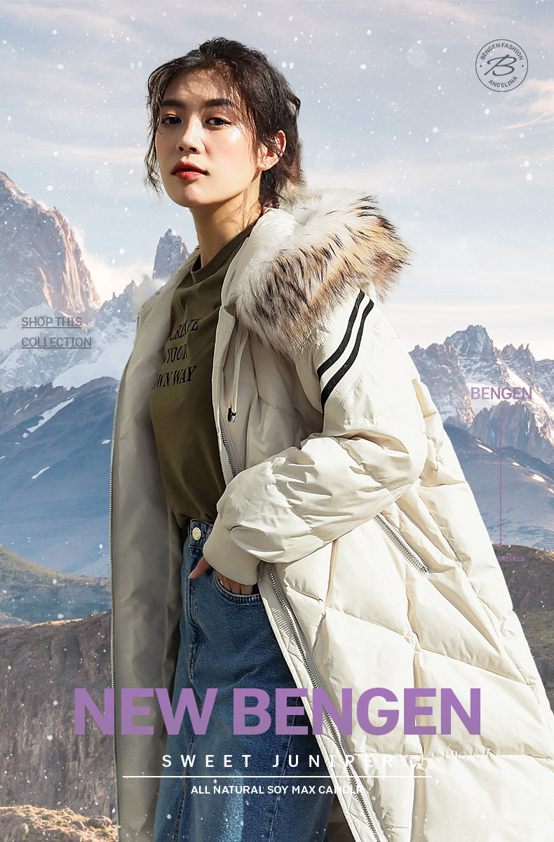 波司登旗下 冰洁 女士加厚中长款 貉子毛领羽绒服 90%含绒量 图1