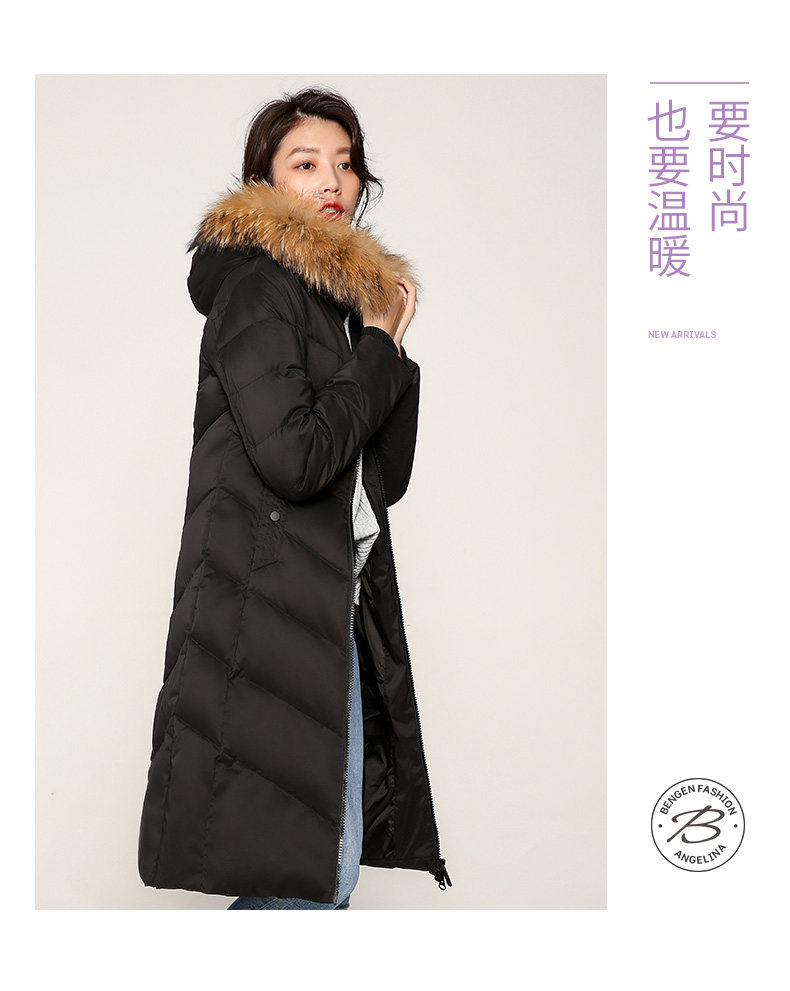波司登旗下 冰洁 女士中长款 貉毛大领羽绒服 90%白鸭绒 图11