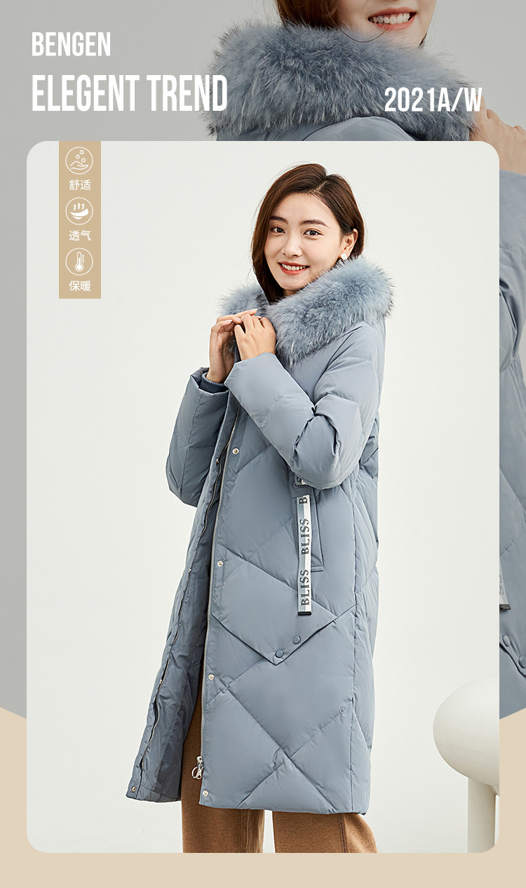 冰洁 女式中长款貉子毛领羽绒服 天猫优惠券折后￥199包邮（￥699-500） 4色可选