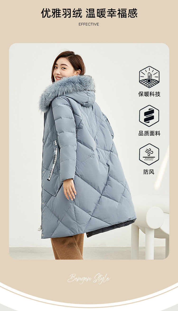 冰洁 女式中长款貉子毛领羽绒服 天猫优惠券折后￥199包邮（￥699-500） 4色可选