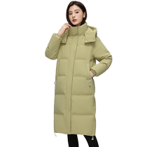 Flying in the Snow 2023 Autumn and Winter New Womens Long Removable Hood Down Jacket Three-dimensional Simple Temperament Casual Thickening