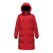 Flying in the Snow 2024 new autumn and winter womens long hooded down jacket black straight cocoon type thickened warm and fashionable