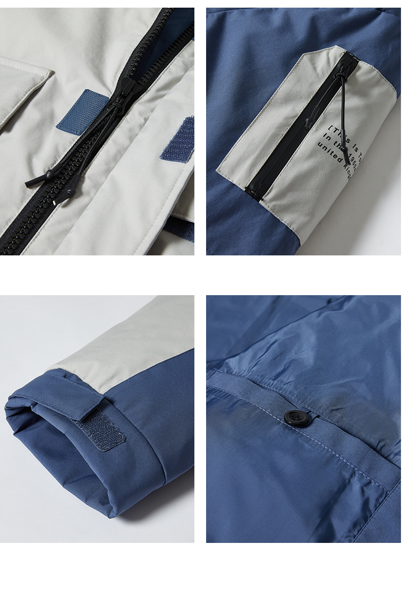 雪中飞 男士加厚防风 拼接撞色工装羽绒服 90%白鸭绒 图10