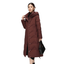 Flying in the Snow 2024 Winter New Womens Long Down Jacket Hooded Warmth Simple Versatile Casual Sweet College