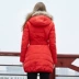 Tuyết bay 2018 thu đông xuống áo khoác nữ màu rắn dài phần mỏng trùm đầu áo lông thú lớn