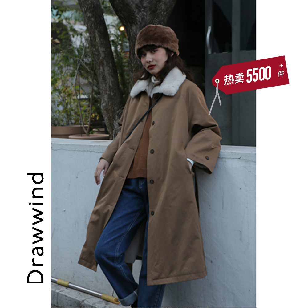 Drawwind Hayuqing Hayuqing Cotton Cotton Woman with long knee coat rabbit hair thickening popular cotton coat