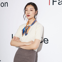 Womens short sleeve sweater high-elastic core yarn round neck loose lazy Net red sweater womens 2021 autumn new cashmere sweater