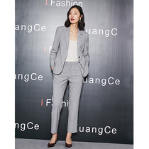 Professional suit female autumn new solid color single buckle fashion wild temperament dress commuter OL two-piece overalls