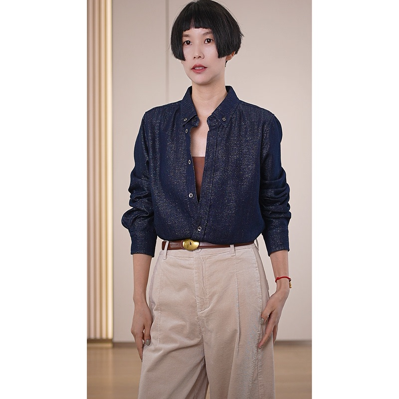 Keep It for Yourself! Bc Custom-Spun 3-Material, Shimmering Fine Glitter, Navy Blue, Stylish, Soft, and Form-Fitting Cotton Shirt + Pants Keep It for Yourself! Bc Custom-Spun 3-Material, Shimmering Fine Glitter, Navy Blue, Stylish, Soft, and Form-Fitting Cotton Shirt + Pants