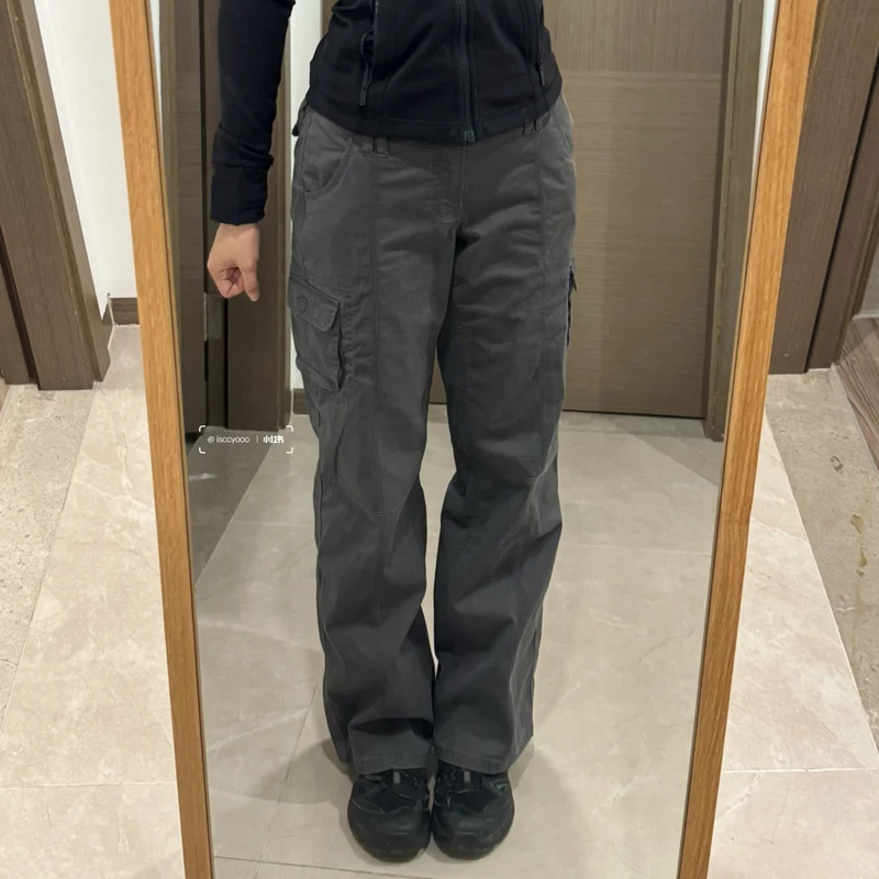 Little Seagull Cargo Pants 2026 Spring/Summer American Style Adjustable Waistband Petite Zipper Casual Pants Long Pants for Women