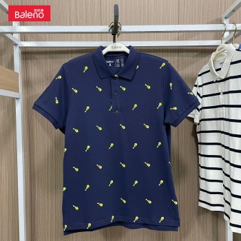 Baleno Summer New Full-Piece Printed Men's Short-Sleeved Polo Shirt Lapel Half-Sleeved T-Shirt Casual Versatile Top