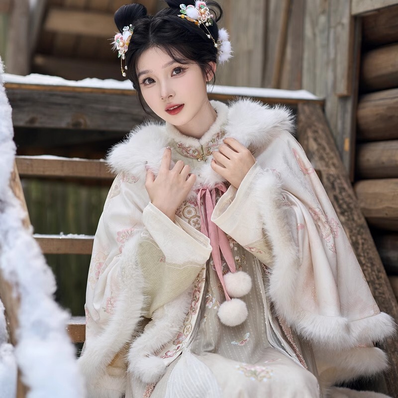 Hanfu for Women 2026 New Chinese Style National Style Shawl Cape with Fleece and Thickened New Year Outfit Tang Suit New Year Greeting Outfit Jacket Hanfu for Women 2026 New Chinese Style National Style Shawl Cape with Fleece and Thickened New Year Outfit Tang Suit New Year Greeting Outfit Jacket