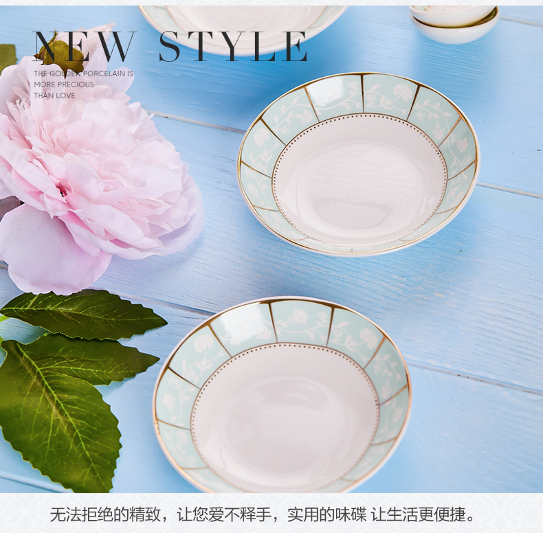 Jingdezhen ceramic tableware dishes suit household Chinese ceramic dishes creative European dish bowl chopsticks combination