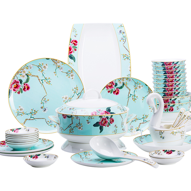 Jingdezhen suit dishes dishes household ipads China porcelain tableware ceramic bowl chopsticks wind plate combination of Chinese style gifts