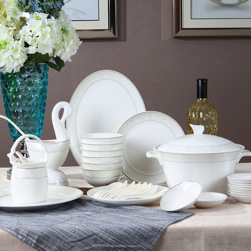 Dishes suit household European - style jingdezhen porcelain tableware bowl chopsticks ipads ceramic bowl set bowl dish special offer