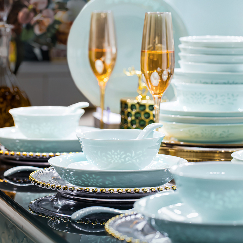 Authentic Underglaze Colored Celadon Exquisite Porcelain 2026 New Model Bowl and Plate Set for Home Use Jingdezhen Dinnerware Set Housewarming Gift Authentic Underglaze Colored Celadon Exquisite Porcelain 2026 New Model Bowl and Plate Set for Home Use Jingdezhen Dinnerware Set Housewarming Gift