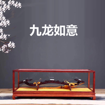 Kowloon Ruyi Dragon Battle Blood Sandalwood Sky Dragon Protect With Glass Cover Wooden Base Fine Dress Gift Box