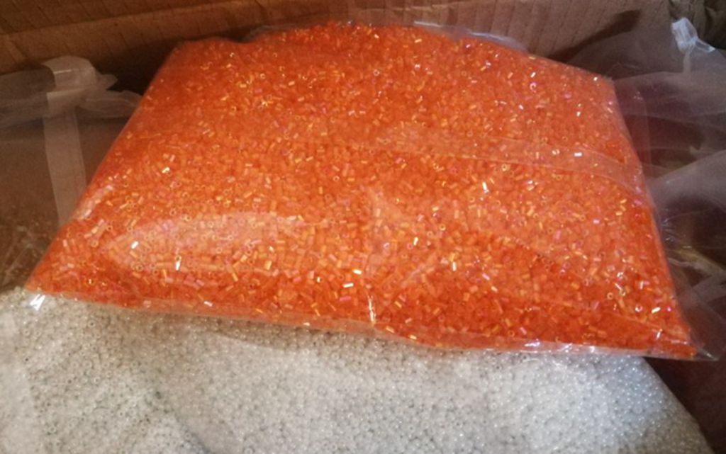 Domestic Cross Stitch Beads Cross Stitch Colorful Orange Tube Beads Medium Beads Large Beads Embroidered Beads Long Beads