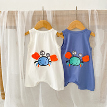 Newborn baby Summer vest light and thin and breathable one-piece clothes baby clothes ultra-foreign air sleeveless khaclothes out for climbing