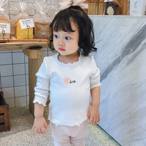 Female Baby Long Sleeve Undershirt Spring Autumn T-Shirt Baby White Round Collar Inner Hitch Blouse Girl Pure Cotton Bottom Clothes